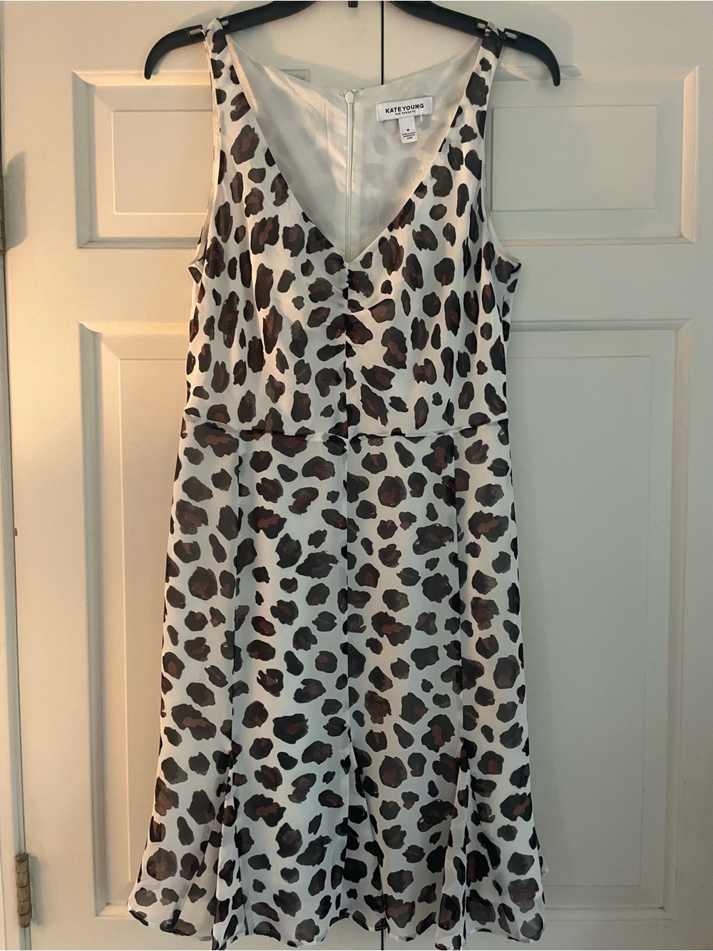 White Leopard Print V-Neck Midi Dress